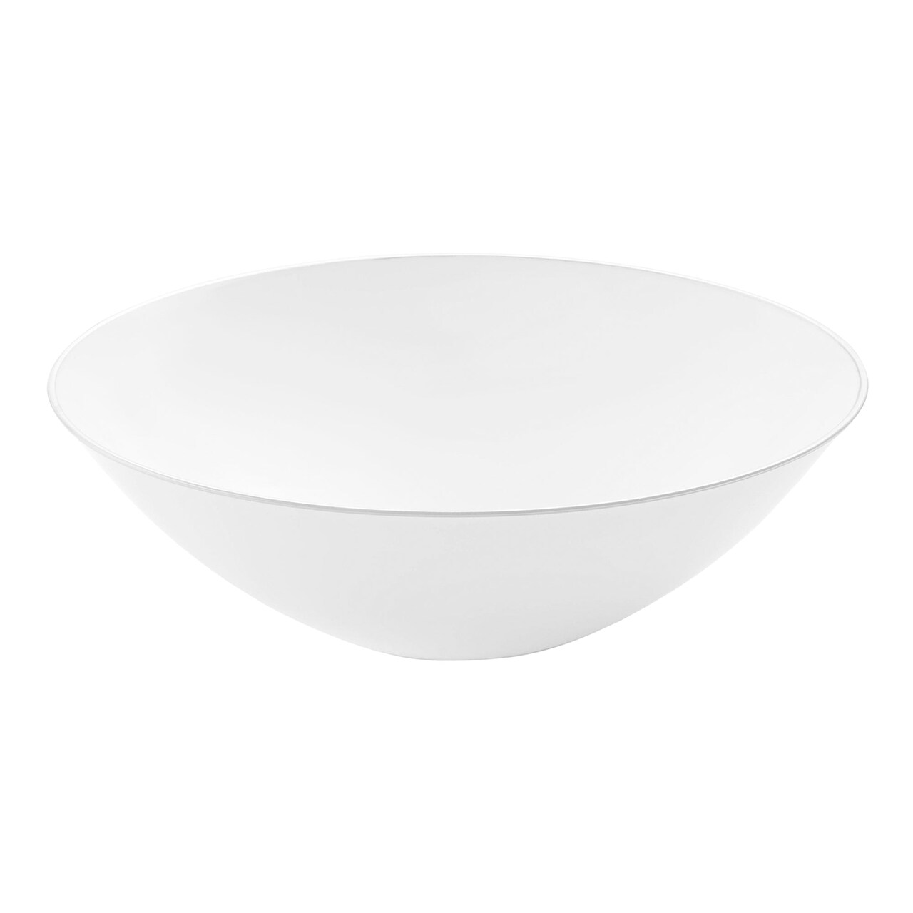 White with Silver Rim Organic Round Disposable Plastic Soup Bowls - 16 oz. (120 Bowls)